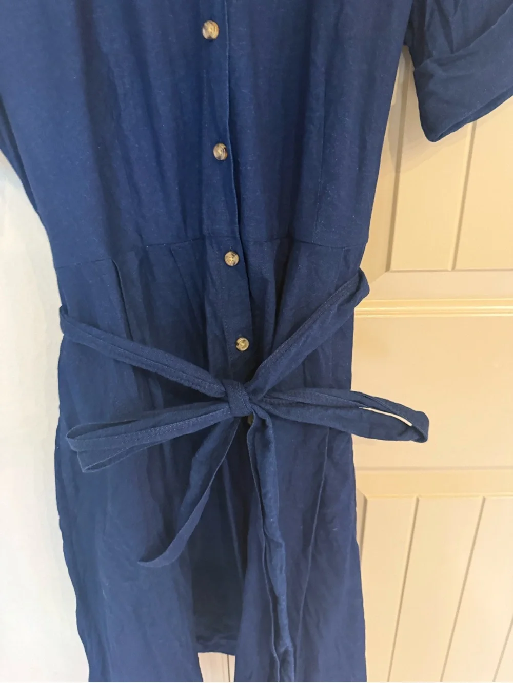 Brooks Brothers Navy Button-Front Midi Shirt Dress with Waist Tie size 8 - Picture 5 of 8